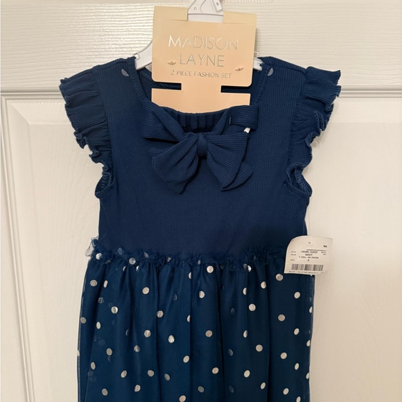 Madison Layne Navy Blue Dress with Polka Dots - Picture 3 of 6